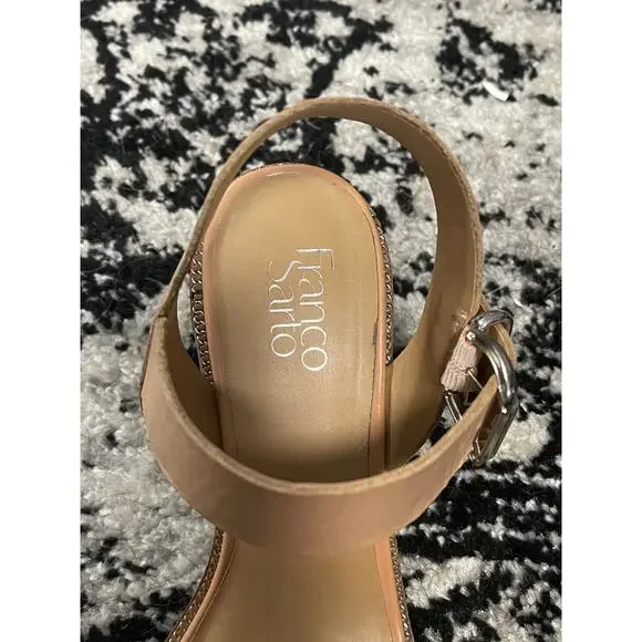 Franco Sarto Leather Black Heel Sandals Sz 9.5 - Picture 7 of 8